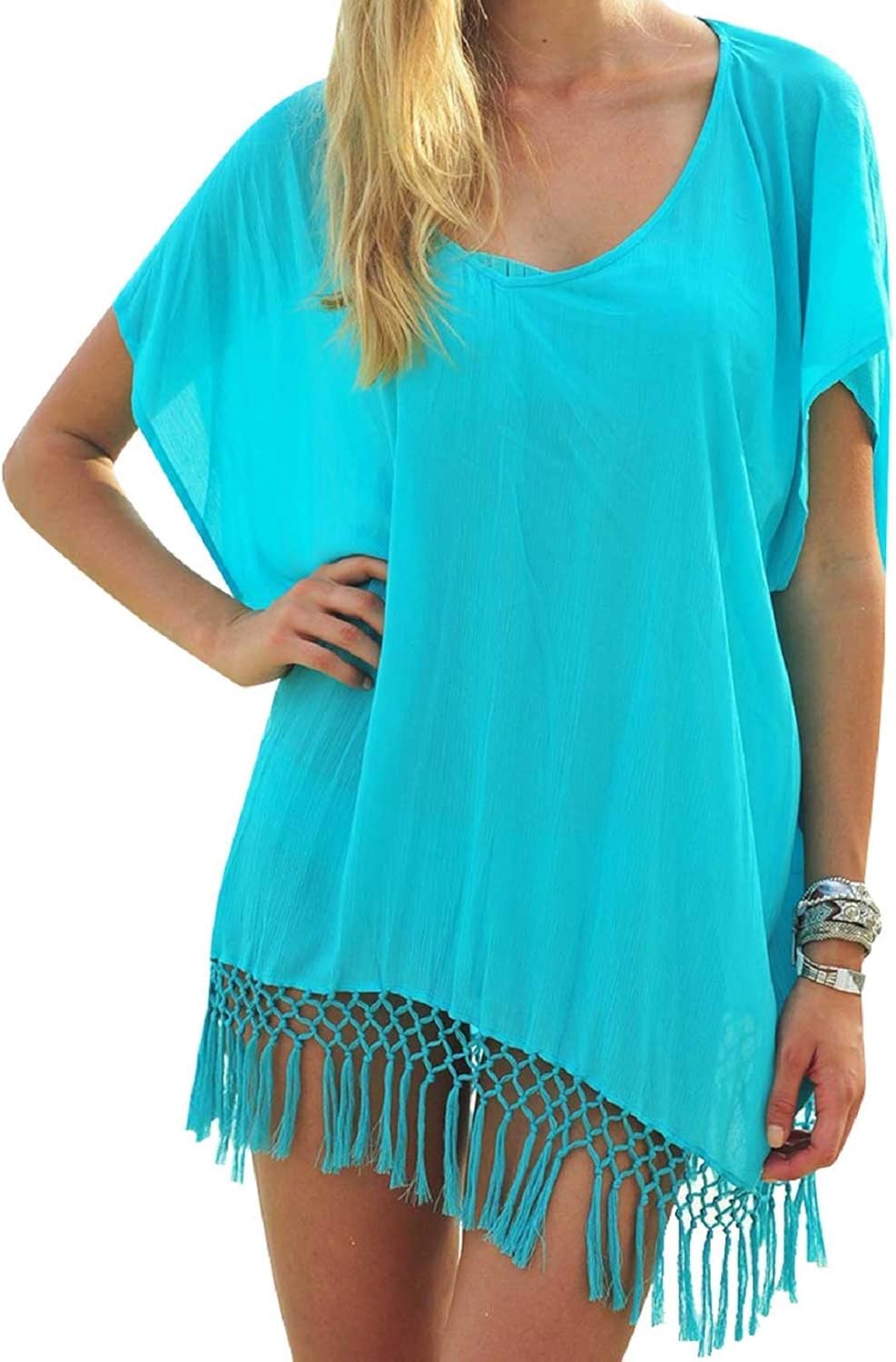 Women's Beach Dress Chiffon Bikini Cover Up Tassels Beach Comfortable