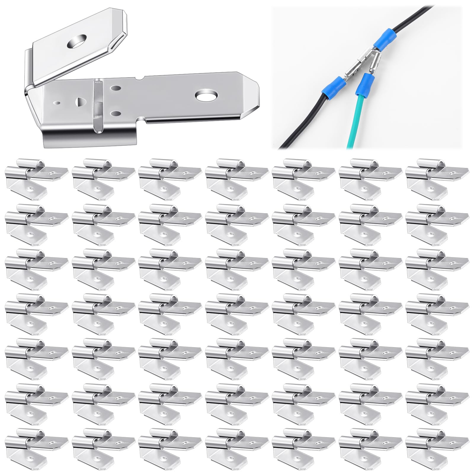 50-Pack Double Male PIGGYBACK Quick Disconnect Terminals - 1/4" (0.250") X 0.032" Tab