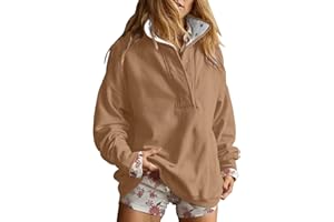 BAOQIN Womens Sweatshirts - Trendy Long Sleeve Oversized Pullover Tops, Fall Fashion Half Button Henley Neck Sweaters Clothes