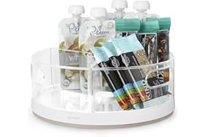 YouCopia Crazy Susan Lazy Susan Organizer, 3 BPA-Free Removable Clear Bins with Handles, Rotating Storage Turntable for Kitchen Cabinet, Pantry and Bathroom Organization