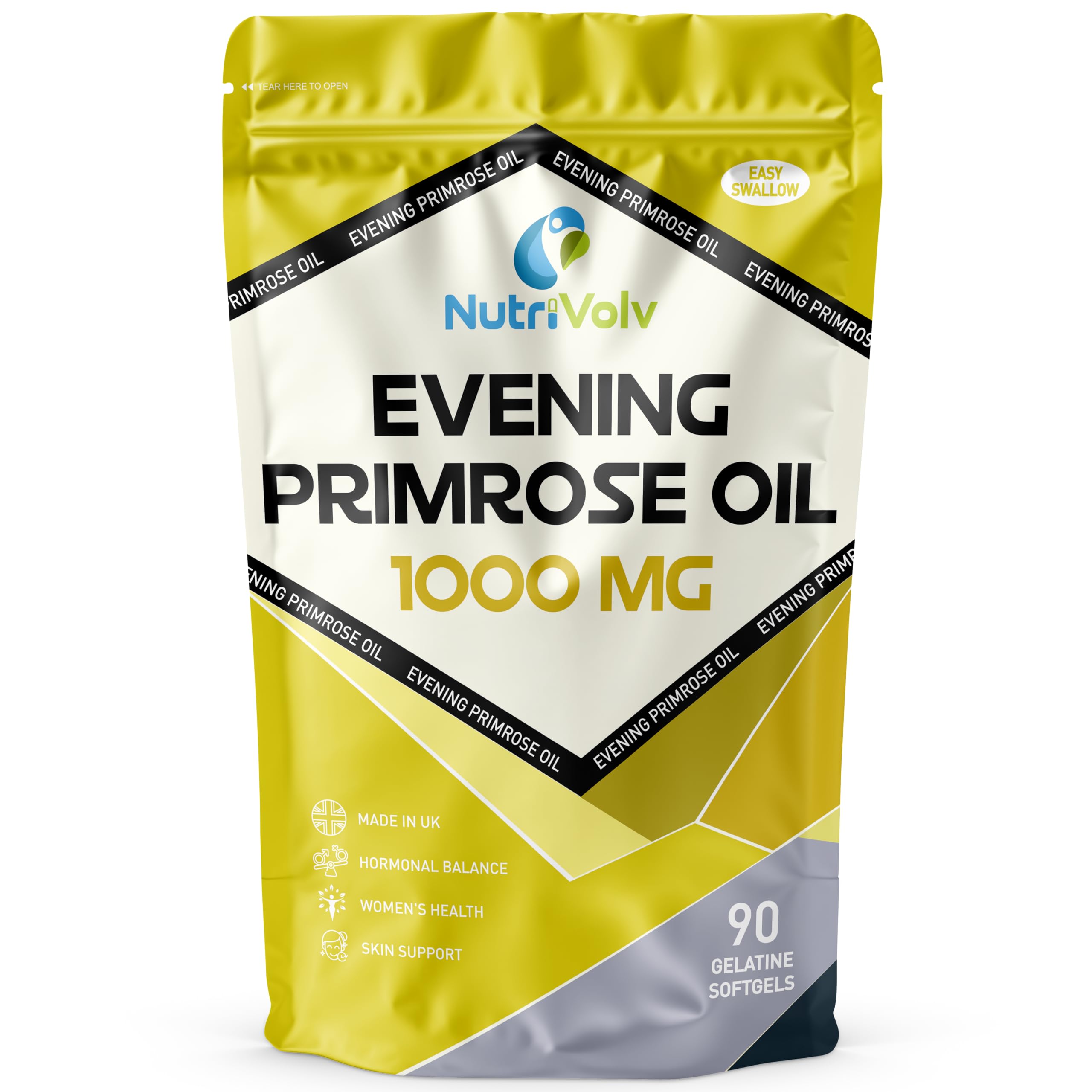 Evening Primrose Oil 1000mg, Valuable Supplement for Women's Health, Hormone Balance, Eczema, Acne - PMS | 90 Capsules