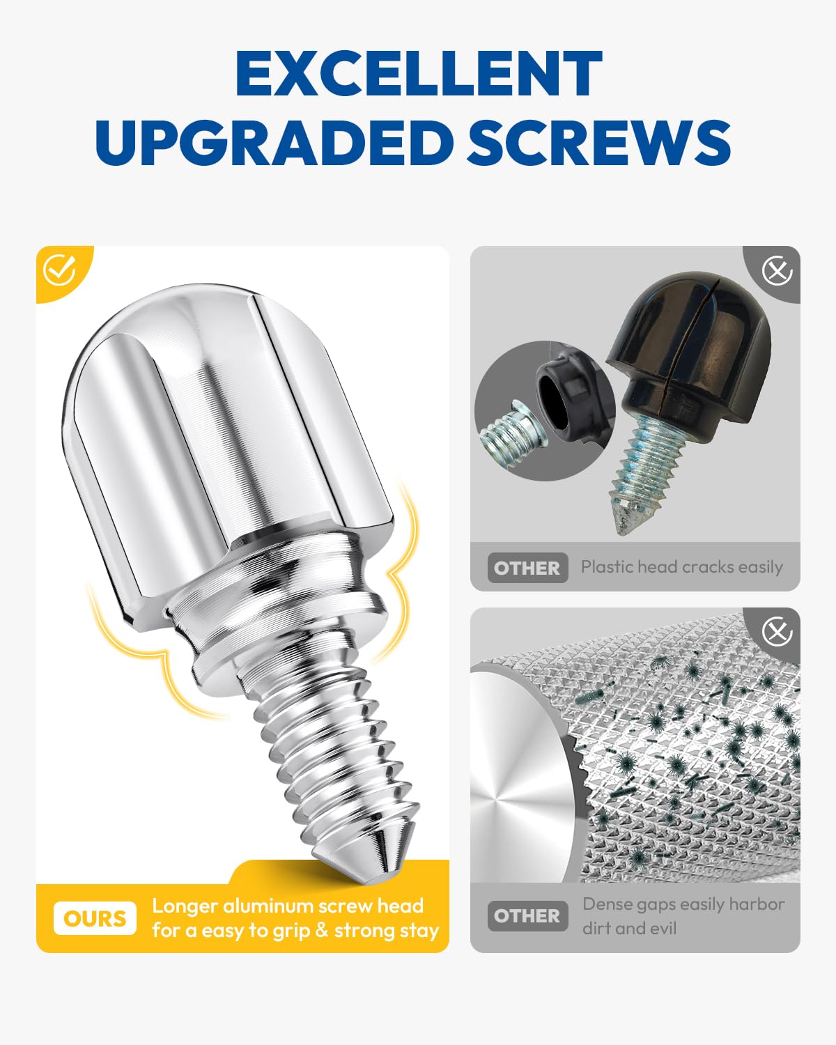 Attachment Knob Thumb Screw fit for Kitchen Aid Mixers, Upgraded 6061 Aluminum 1.65‘’ Long Screw Head Knob Replacement Parts, Replaces 9709194, 4162142, 240374 etc, Chrome