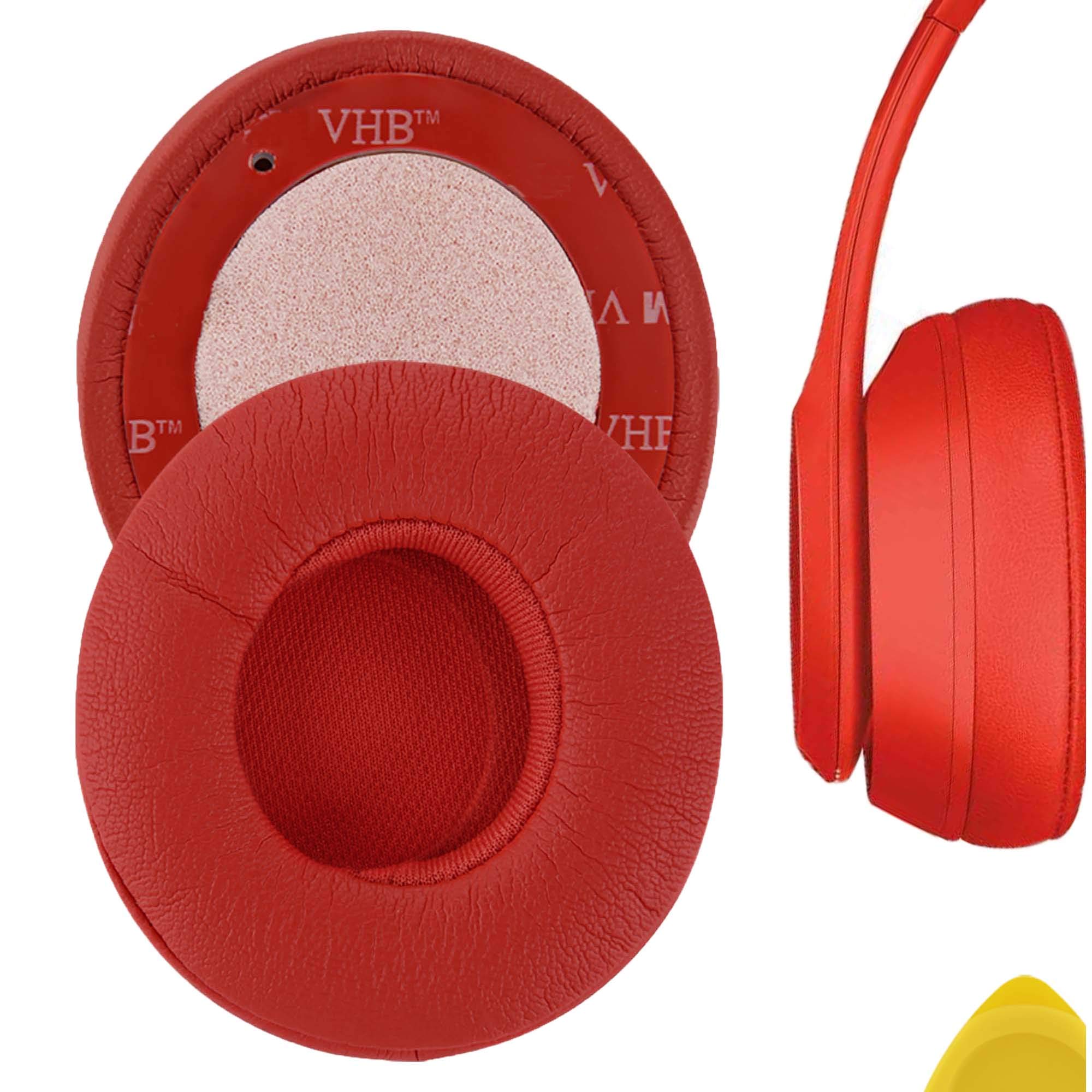 Geekria Replacement Ear Pads for Beats Solo 2 (B0534) & Solo 3 (A1796) Wireless On-Ear Headphones Ear Cushions, Repair Parts (Red)