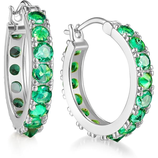 Boucles D'oreilles Dormeuses Créoles - Perles De Culture Et émeraude - Plaqué Or Jaune - Neuf Avec étiquettes