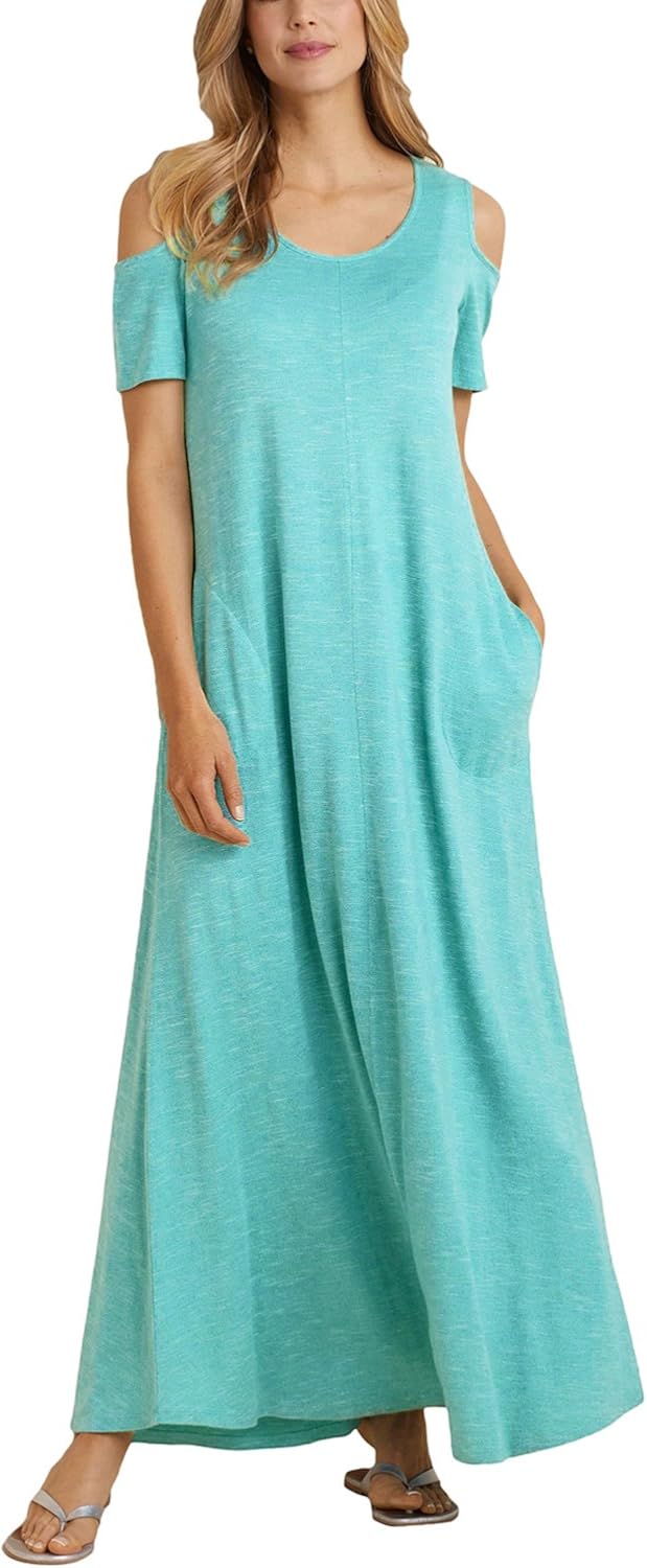 Lovezesent Women's Plus Size Sexy Cold Shoulder Pockets Beach Long