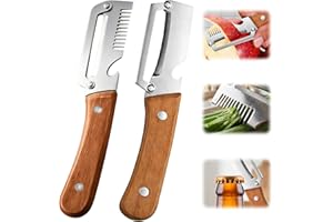 2026 Upgrade Vegetable Peeler With Wooden Handle, Stainless Steel Wide Blade Potato and Carrot Peeler, 3-in-1 Veggie Peeler With Scallion Shredder and Bottle Opener for Kitchen, Camping and Trave