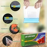 Hemiks 50 Pcs 1L Reusable Zip Lock Freezer Bags with Expandable Bottom view 4