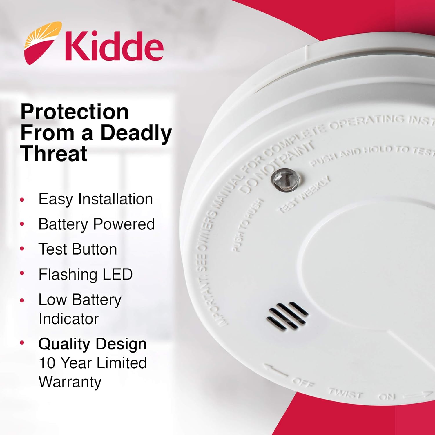 Kidde - 21026051 Smoke Detector Alarm | Battery Operated | Model # i9050 - - 