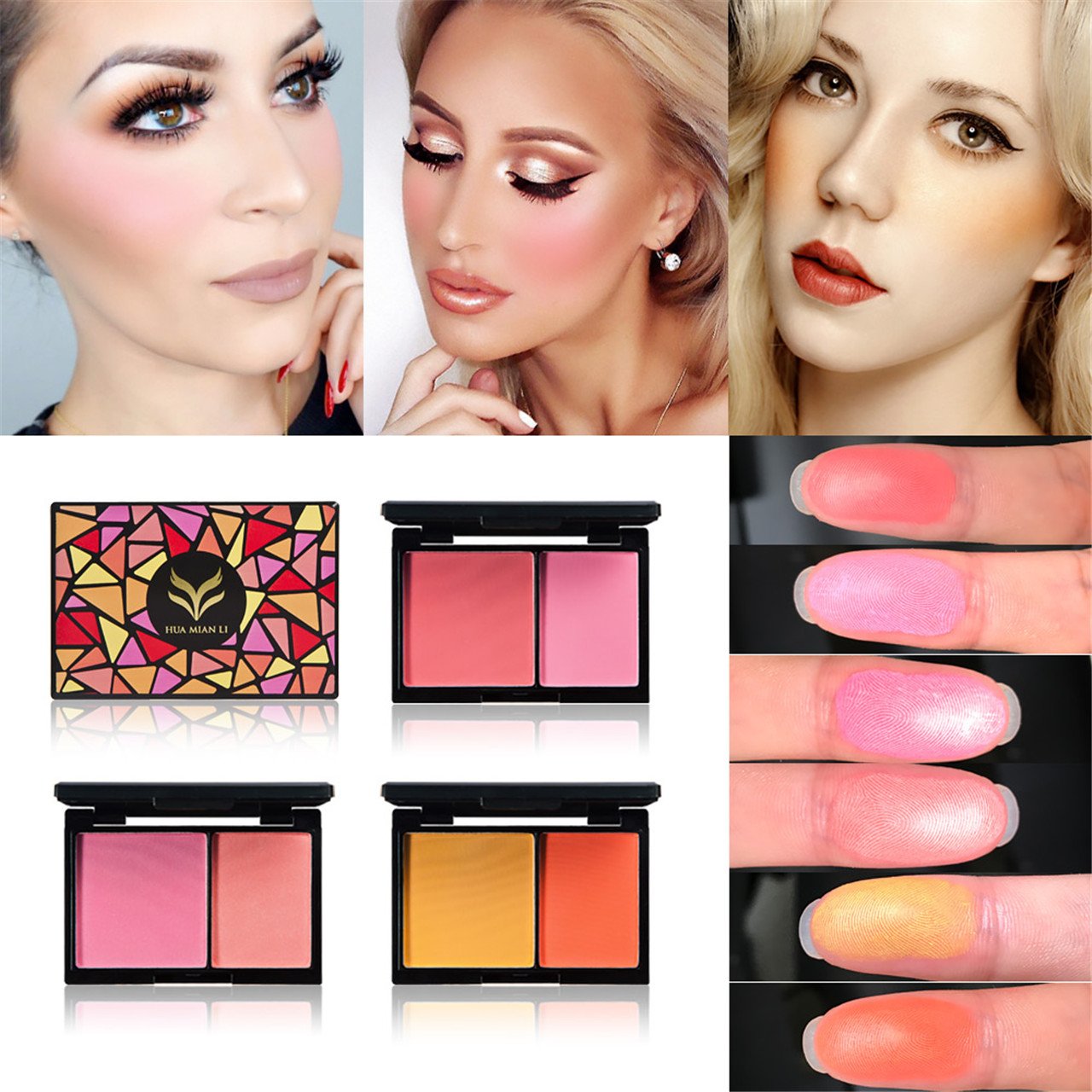 CCbeauty Blush Palette Makeup Blusher Powder Face Cheek Blendable Blush,Micro-pearlescent,#2