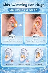 QQJOYCCI Swimming Ear Plugs for Kids 3 Pairs Silicone Waterproof 4-12 view 2