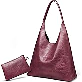 Utenwat Hobo Bags for Women Retro Vegan Leather Slouchy Tote Shoulder Purses Handbag with A Small Purse