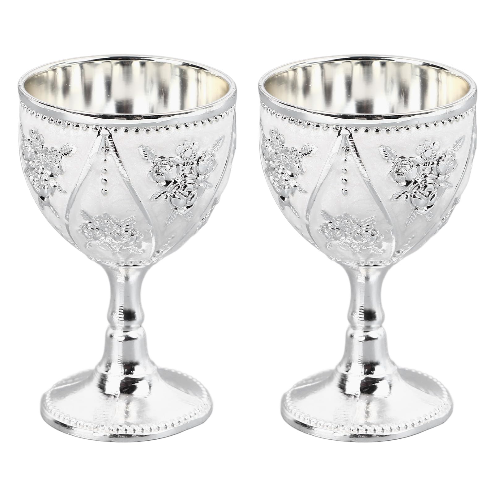 HERCHR Goblet Small 30ml 2Pcs Chalice Decoration Medieval Classy Goblets Vintage Shot Glasses Wine Chalice Flower Embossed Communion Cups Shotglasses Wine Cup for Communion Anniversary