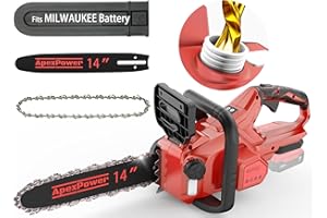 APEXPOWER 14 Inch Brushless Electric Chainsaw Cordless for Milwaukee M18 Battery, Power Chain Saws with Auto Oiler, Low Kickback, Battery Powered Chainsaw for Tree Trimming, Storm Clean-Up, Wood Cutting Pruning