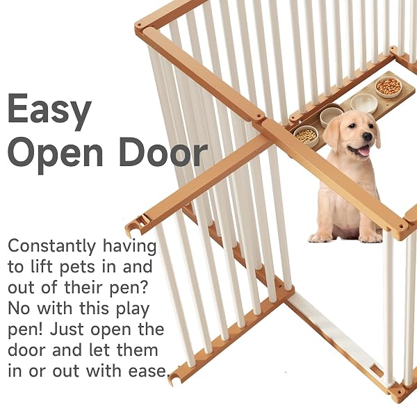 DOG PLAYPEN FOLDABLE METAL PET PEN FENCE PET DOOR 8 PANELS FOR MEDIUM/SMALL DOGS, INDOOR & OUTDOOR,PORTABLE PET PLAYPEN FOR CAMPING, YARD AND RV