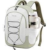 LOVEVOOK Mens Backpack with Giant Tumbler Holder Pocket,15.6 Inch Everyday Laptop Backpack Commuter Travel Work Computer Bag for Women,Casual Hiking College Teacher Back Pack Daypack,White-Bean Green
