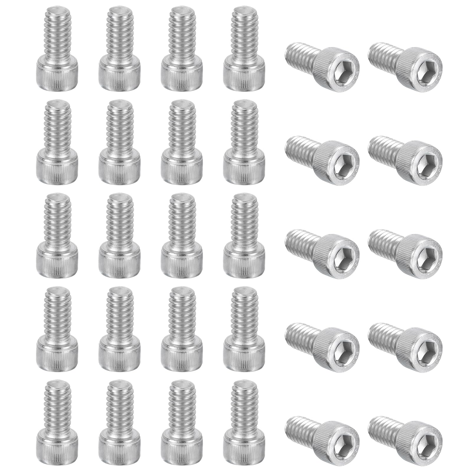 PATIKIL 1/4-20 x 1/2" Hex Socket Cap Head Screw Bolt, 30Pcs 304 Stainless Steel 18-8, Machine Full Thread for Construction, Manufacturing, Engineering, Assembling, Furniture