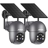 ANRAN 3MP Security Camera Wireless Outdoor, 2K Solar Outdoor Camera with 360° View, Smart Siren, Spotlights, Color Night Vision, PIR Human Detection, Pan Tilt Control, 2-Way Talk, Q01 Grey 2 Packs