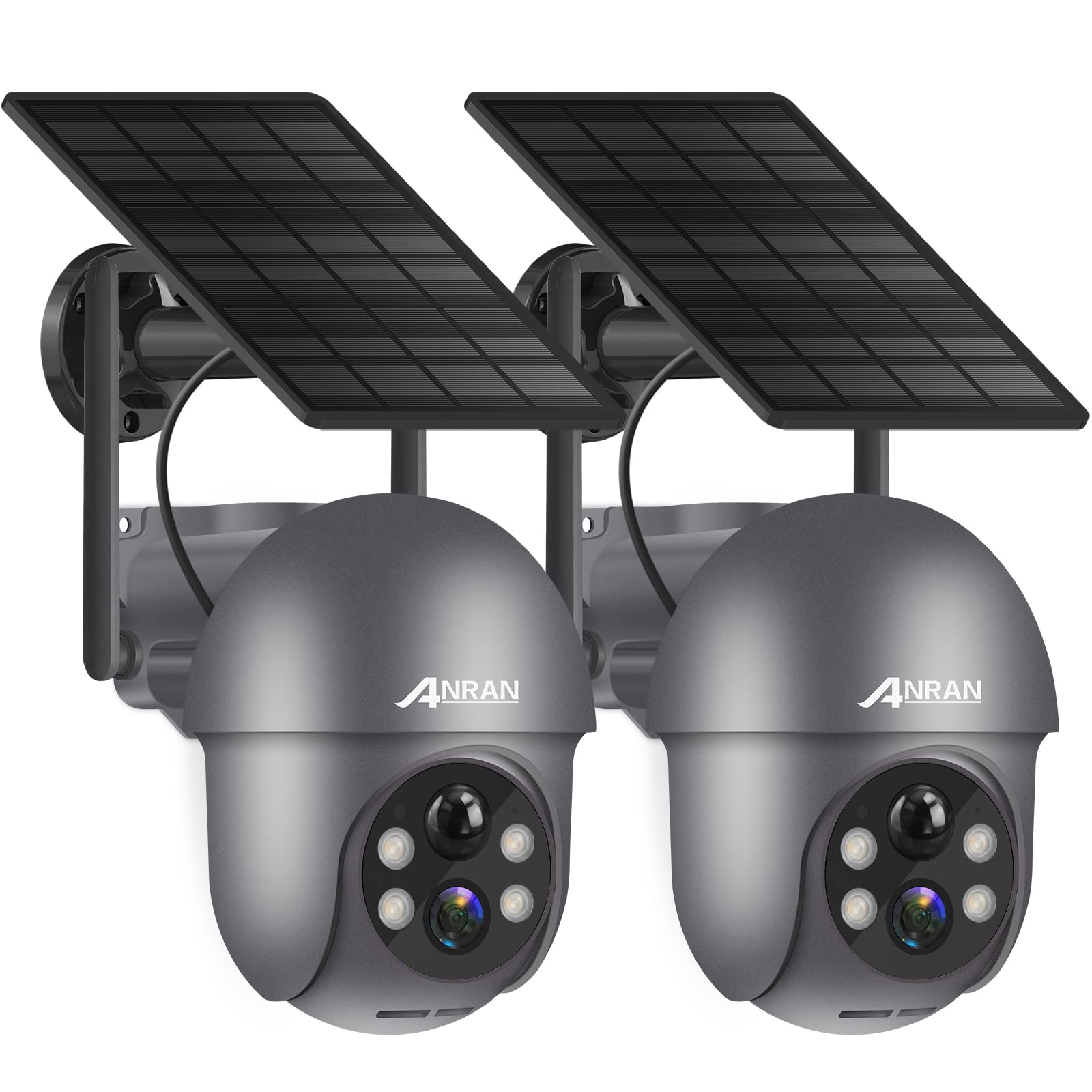 Photo 1 of ANRAN 3MP Security Camera Wireless Outdoor, 2K Solar Outdoor Camera with 360° View, Smart Siren, Spotlights, Color Night Vision, PIR Human Detection, Pan Tilt Control, 2-Way Talk, Q01 Grey 2 Packs