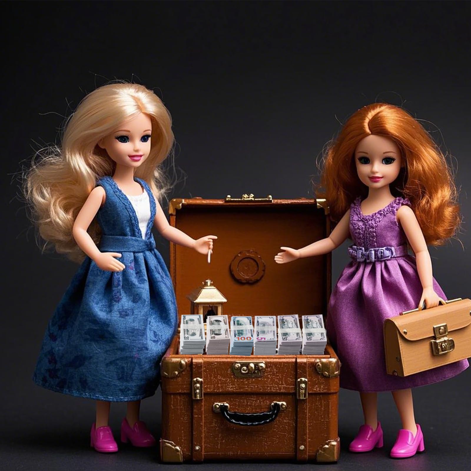 500 Pcs Miniature Scene Dollars 1:12 Mini Dollar Fake Bills 5 10 20 50 100 Dollar Bills Prop Money Realistic Mini Simulation Dollar Toy Banknote for Dollhouse Scene Model Craft Decoration Accessories