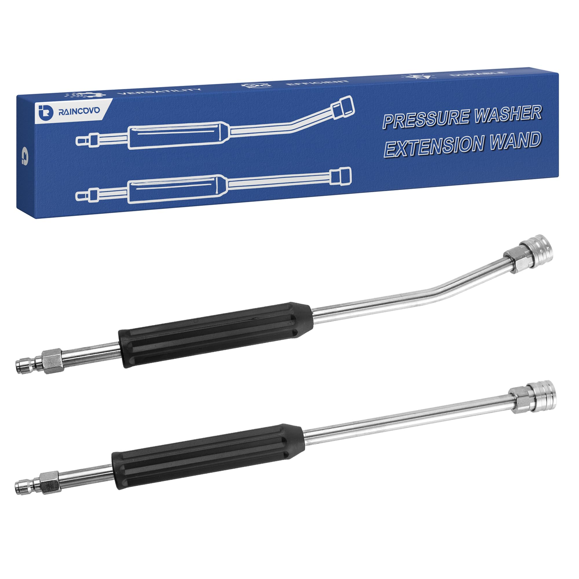 Photo 1 of Raincovo Pressure Washer Extension Wand, Anti-Slip Grip Power Washer Lance for Car Washing, Curved Angled and Straight Wand Replacement, 2 Pack, 1/4'' Quick Connect