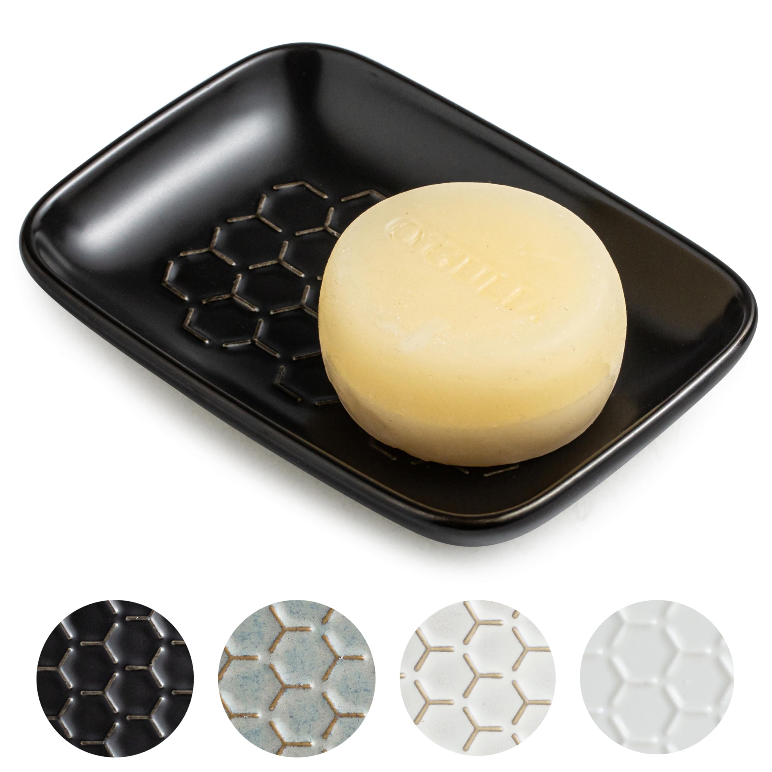 Photo 1 of Gomakren Soap Dish for Shower, Bar Soap Holder, Ceramic Soap Dishes for Bar Soap, Halloween Sponge Holder Soap Saver Soap Tray for Bathroom Kitchen Sink, 5.5 Inch, Black