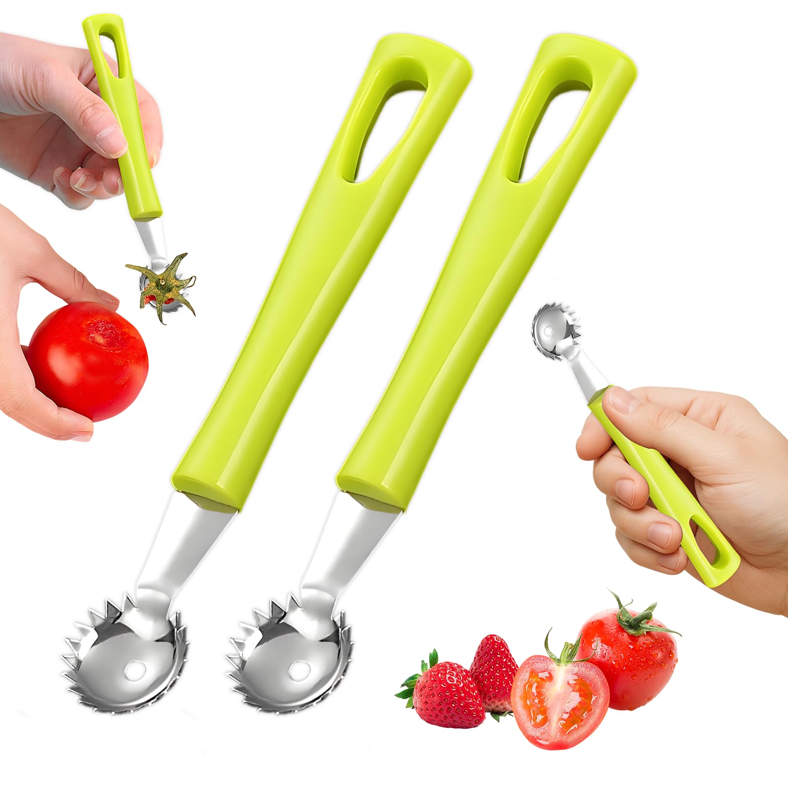 Photo 1 of 2 PCS Tomato Corer Tool,Strawberry Huller Stem Remover,Easy Fruit Stem Remover for Tomatoes, Strawberries,Vegetable and Fruit Kitchen Gadget