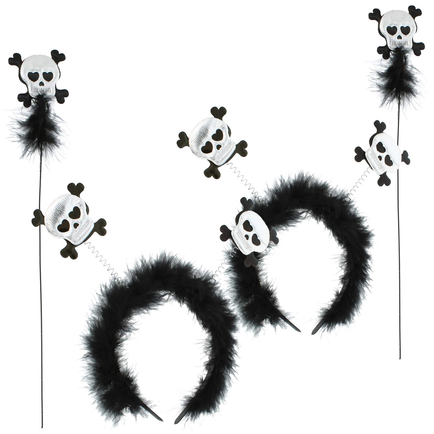 com-four® 2x Headband Set Halloween - Headband with skull design - Costume for Halloween and Carnival (02 pieces - skull)