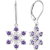 JO WISDOM 925 Sterling Silver White/Blue CZ Snowflake Leverback Earrings Drop & Dangle Earrings