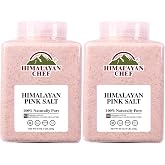 Himalayan Chef Pink Himalayan Salt, Fine Grain - 5 lbs, Organic Food Graded Pink Salt with 84 Rich Minerals, Vegan, Kosher, Non-GMO &amp; Halal Certified, Pack of 2