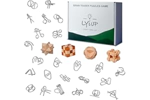 LYIUP Brain Teaser Puzzles for Puzzle Games 28Pcs Mind Puzzles Wooden and Metal Puzzles Educational Toys 3D Puzzles Unlock Interlock IQ Puzzles for Teens
