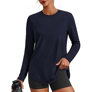PINSPARK Workout Tops for Women Long Sleeve Shirt UPF 50+ Athletic Top S-3X | Ultra-Soft, Lightweight, Quick Dry, Sun Protect