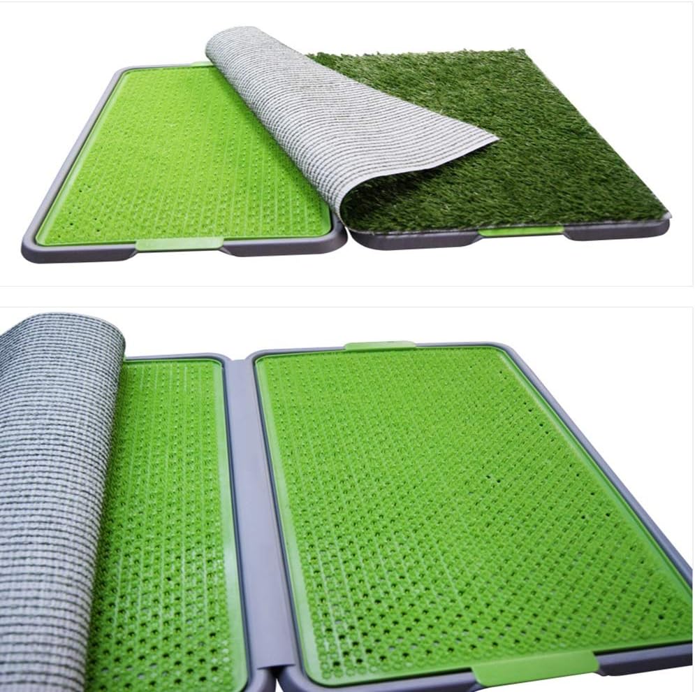 Amazon 犬のトイレペットトレーニング草マット トイレ室内 子犬のトレーニングパッド より簡単にクリーンアップするための取り外し可能な廃棄物トレイ 無毒な人工芝 M Cacoffay パッド 床保護シート 通販