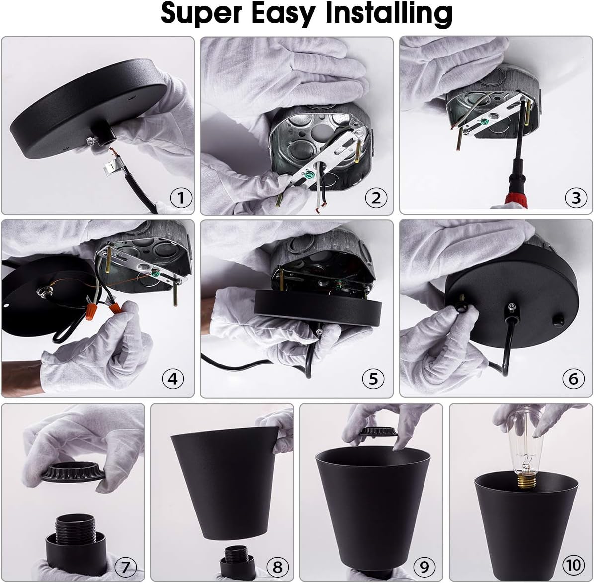 Modern Black Pendant Light Fixture 5.94'' Mini 1-Light Pendant Lighting for Kitchen Island Industrial Hanging Pendant Light Cup Shade for Dining Room, Foyer, Hallway, Bar, with 78in Flexible Cord - - 