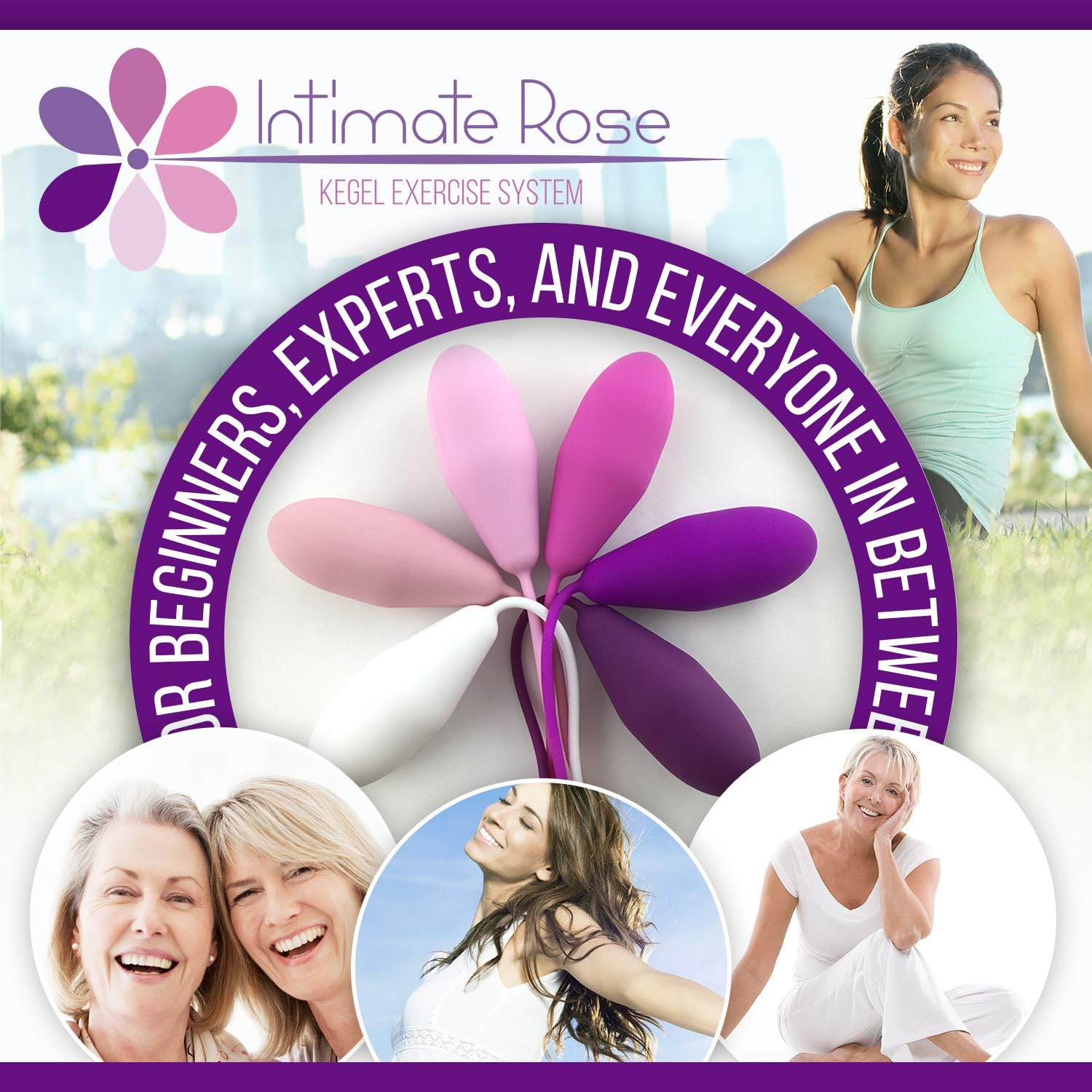 Intimate Rose Kegel Exercise Weights - Doctor Recommended Pelvic Floor Exercises - Set of 6 Premium Silicone Kegel Balls for Tightening & Control with Training Kit for Women: Beginners & Advanced: Health & Personal Care