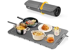 RELEXNOW Food Warming Mat, Full Surface Heating Silicone Electric Warming Tray with 3 Level Temperature Settings, Auto Shut-Off, Foldable Roll Up Food Warmer for Parties Buffets, Gatherings