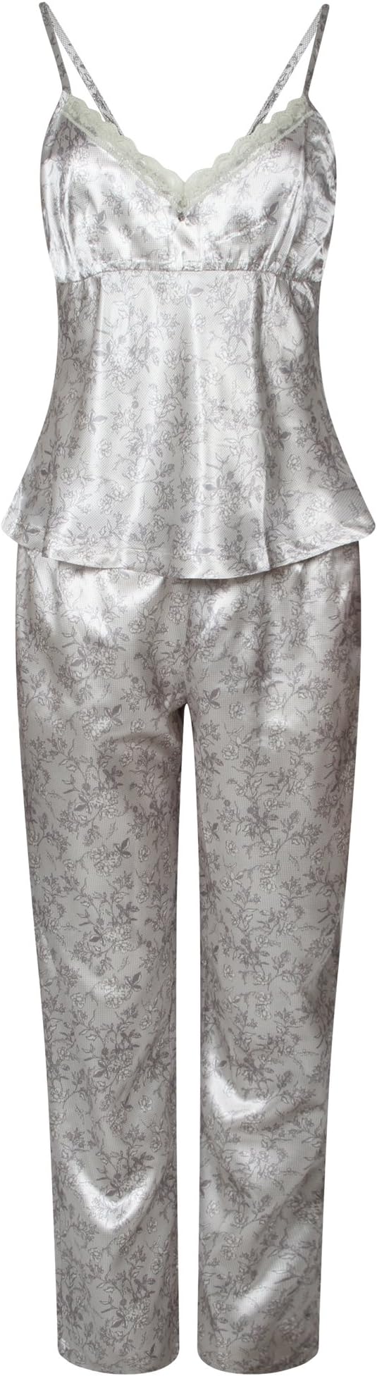 Ladies 3 Piece Satin Pyjama Set Womens Vest Lace Shorts PJ's Nightwear