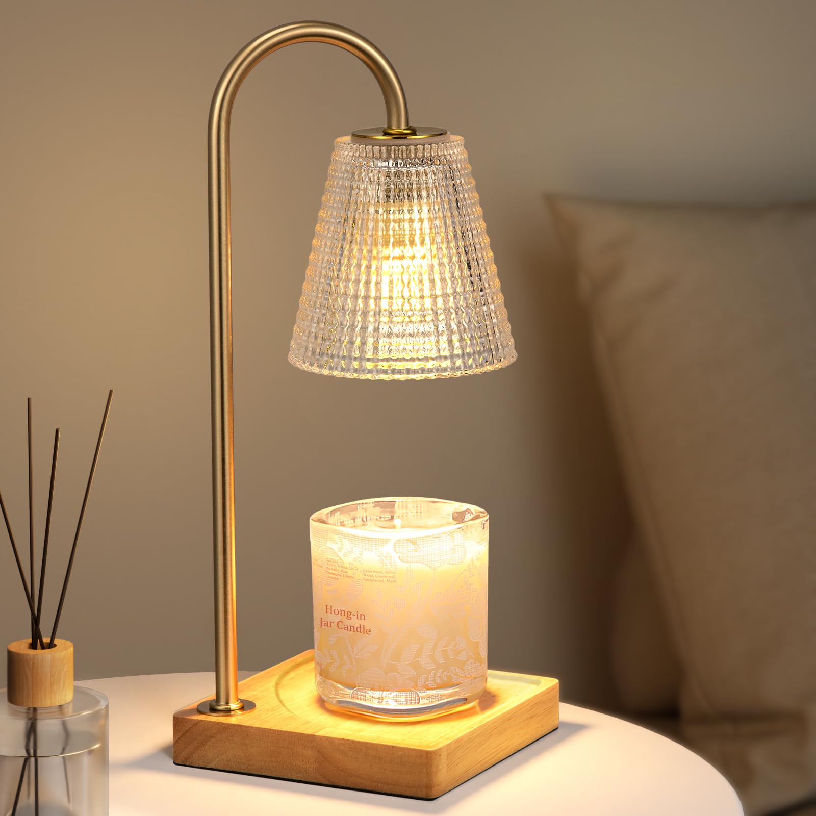 Photo 1 of Hong-in Candle Warmer Lamp with Timer-Dimmable Candle Warmer,Birthday Gifts for Women,House Warming Gifts New Home Bedroom Decor,Wax Warmer for Scented Wax Jar Candles with Unique Dotted Lampshade