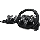 Logitech G920 Driving Force Racing Wheel and Floor Pedals, Real Force Feedback, Stainless Steel Paddle Shifters, Leather Steering Wheel Cover for Xbox Series X|S, Xbox One, PC, Mac - Black