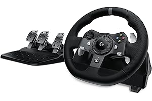 Logitech G920 Driving Force Racing Wheel and Floor Pedals, Real Force Feedback, Stainless Steel Paddle Shifters, Leather Stee