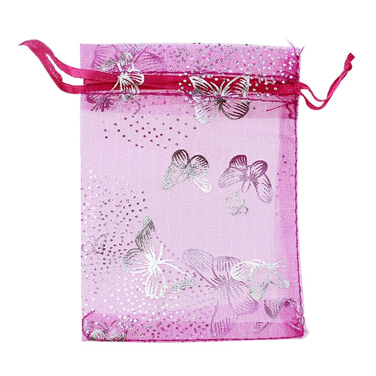 Tovip Wholesale 100PCS Organza Bag Butterfly Design Wedding Pouches Jewelry Packaging Bags (Rose Red, 5x7 (13x18cm))