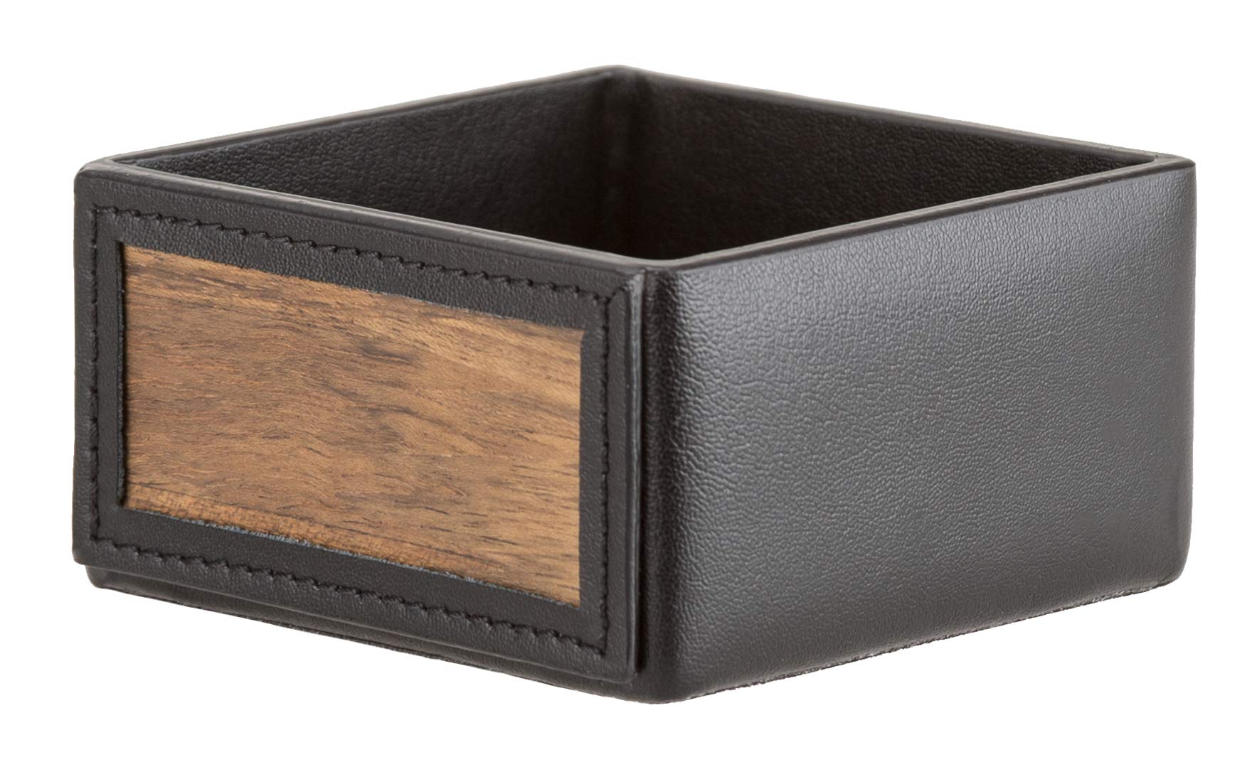 Sebastian Sturm Ryan Clip Dispenser | Real Wood and Leather in Black | Paper Clip Holder Clip Dispenser