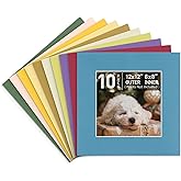 Golden State Art, 10 Pack 12x12 Mixed Color Picture Frame Mat 7.5x7.5 Opening for 8x8 Photos with White Core Bevel Cut, 4-ply Thickness