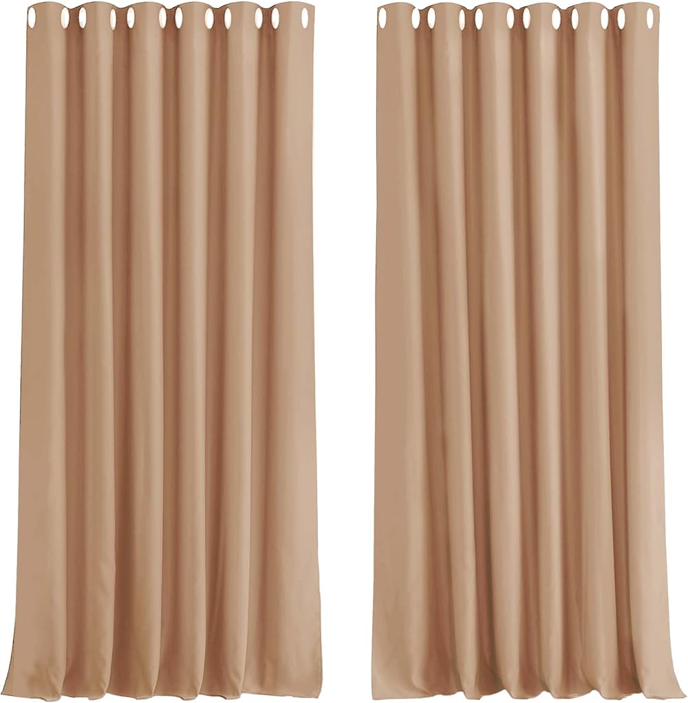 Aspire Homeware Blackout Curtains Beige Eyelet 90x72 2 Panels Thermal</n>