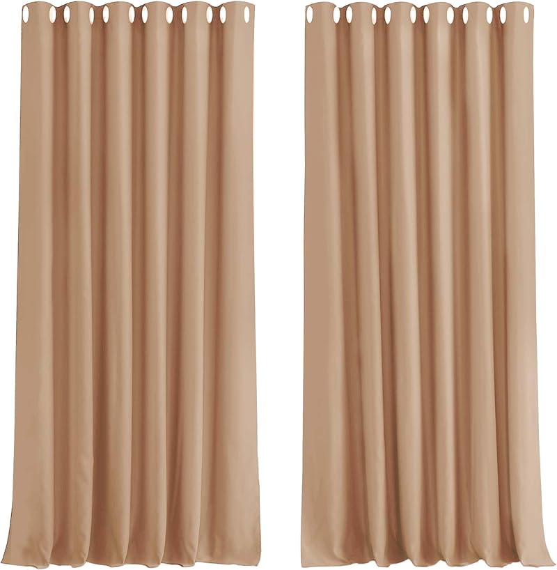 Aspire Homeware Blackout Curtains Beige Eyelet 90x72 2 Panels Thermal</n>