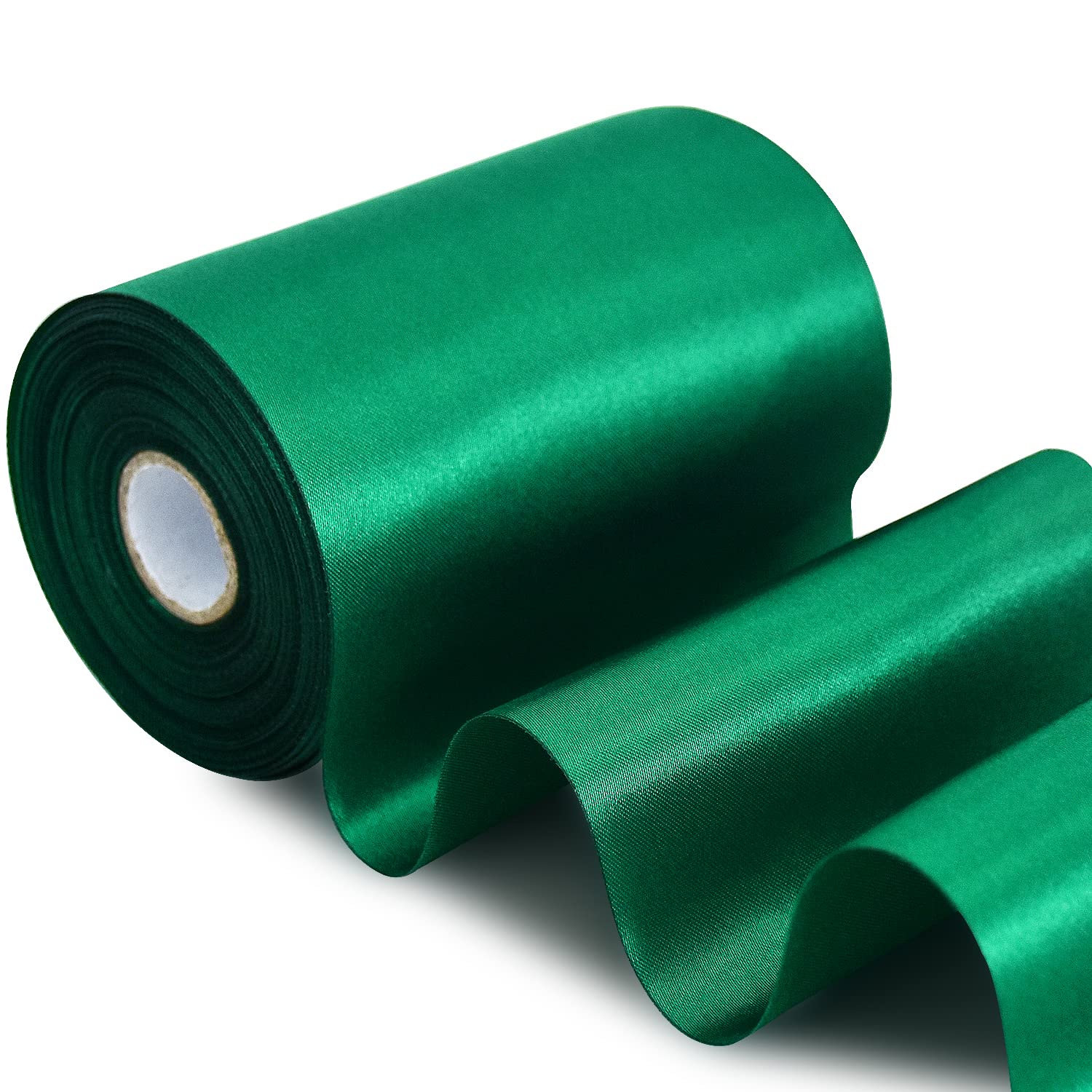 TONIFUL Wide satin ribbon-for Gift Wrapping Christmas Tree Halloween Thanksgiving Wedding Car Chair Pageant Sashes Grand Opening Festival Party Decor-Dark green Ribbon-4 Inch x 22 Yards — image 1