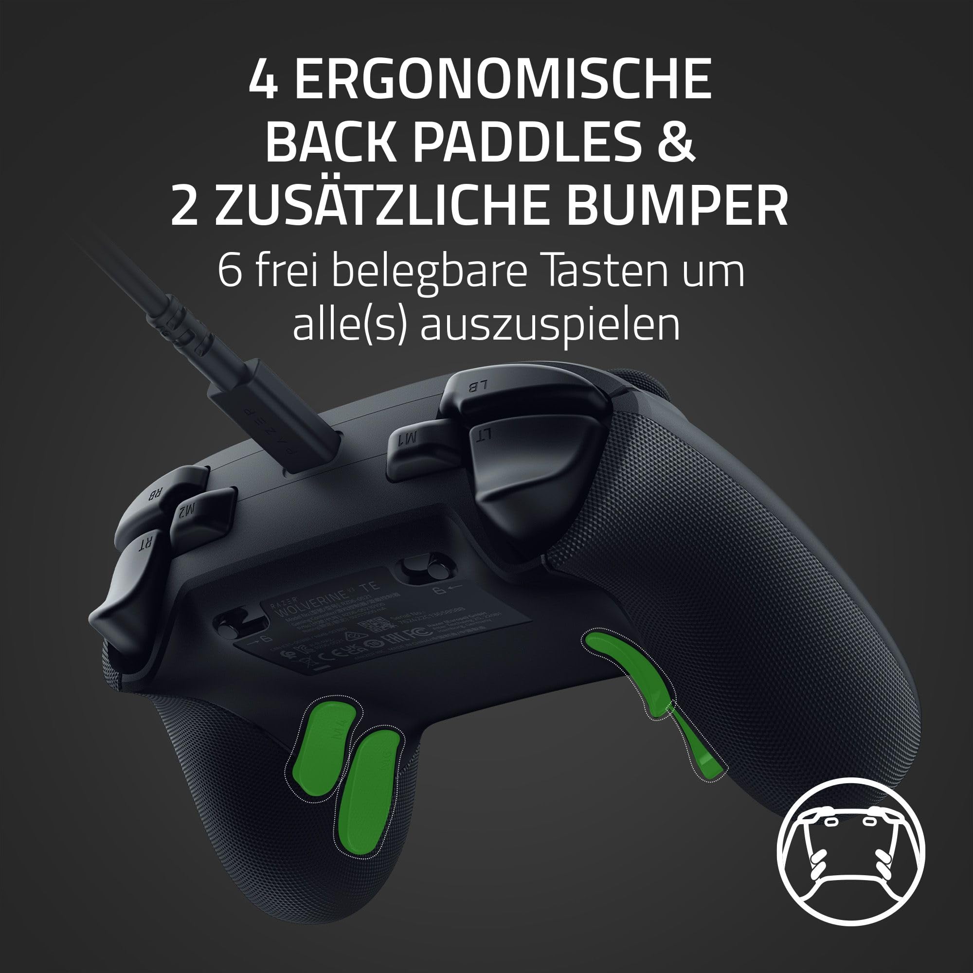 Razer Wolverine V3 Tournament Edition - Kabelgebundener Esports Controller für Xbox X|S & PC (Mecha Tactile Action Buttons, Pro HyperTriggers, 8-Wege D-Pad, 3m USB-C Kabel) Schwarz 3