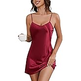 Marvmys Women's Satin Nightgown Sexy Lingerie Silk Slip Dress V Neck Chemise Mini Nighty