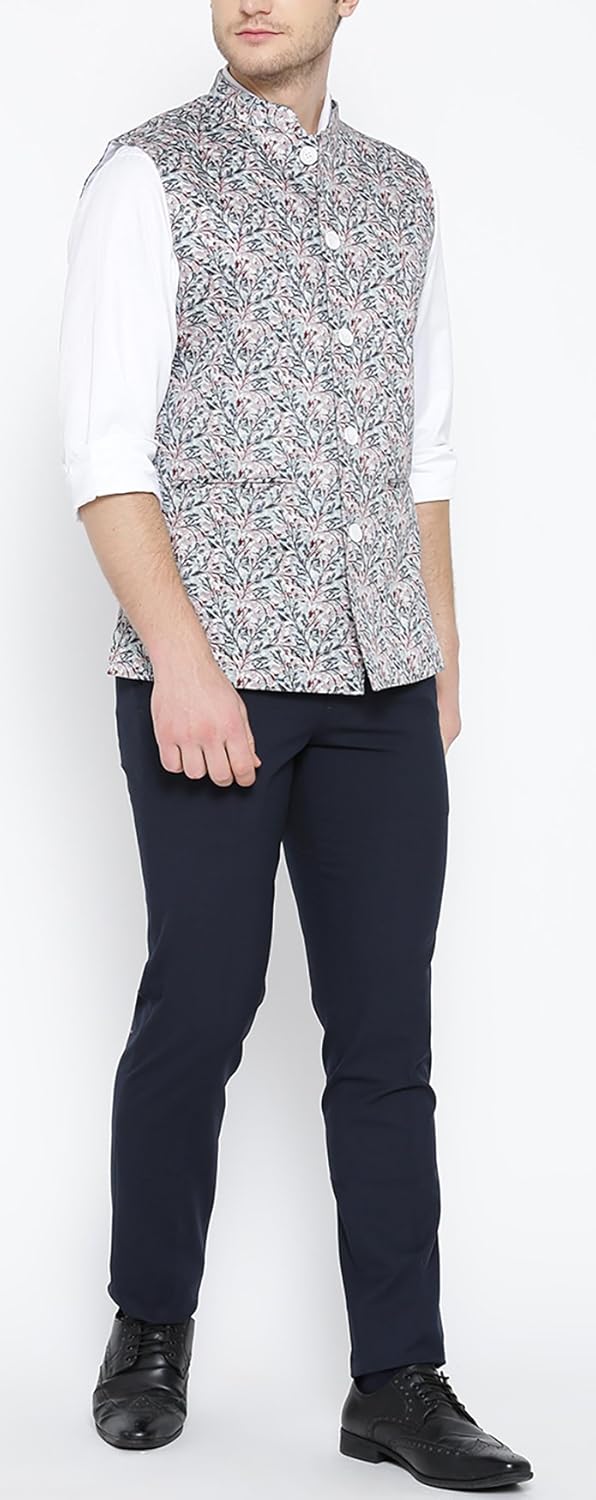 shaftesbury london men's cotton nehru jacket