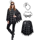 FasChic Siper Wed Poncho Costume Women Halloween Costume with Mask Headband