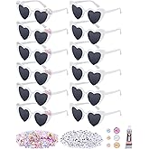 Xuhal 12 Pairs Valentines Heart Sunglass Bulk Wedding Bridesmaid Bachelorette Glasses with DIY Letter Bead Pearl for Party